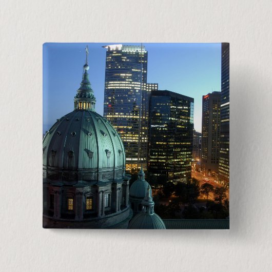 Canada, Quebec, Montreal. Downtown Montreal, Vierkante Button 5,1 Cm (Voorkant)