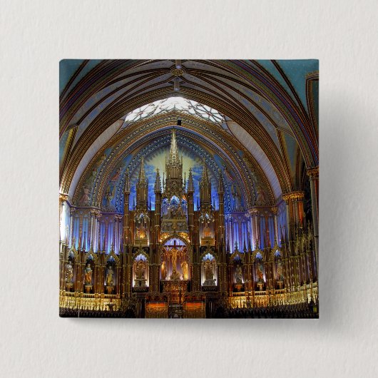 Canada, Quebec, Montreal. Interieur van Notre 2 Vierkante Button 5,1 Cm (Voorkant)