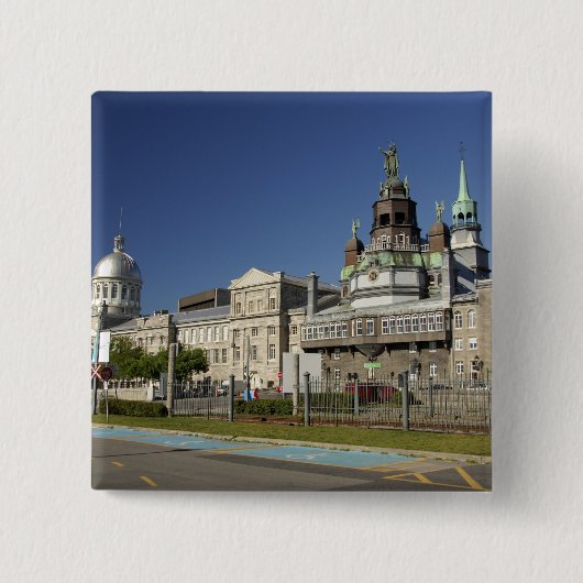 Canada, Quebec, Montreal. Oud Montreal Vierkante Button 5,1 Cm (Voorkant)