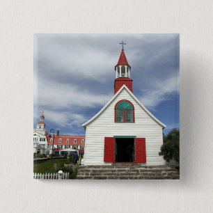 Canada, Quebec, Tadoussac. Petite Chapelle, Vierkante Button 5,1 Cm