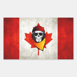 Canada Rebel Skull Distress Canadian Flag Rechthoekige Sticker