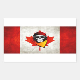 Canada Rebel Skull Distress Canadian Flag Rechthoekige Sticker