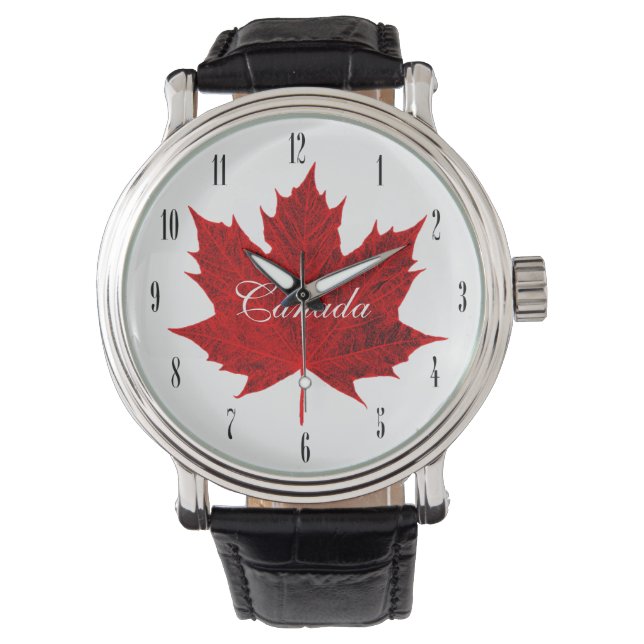 Canada-Red esdoornblad/aanpasbaar Horloge (Voorkant)