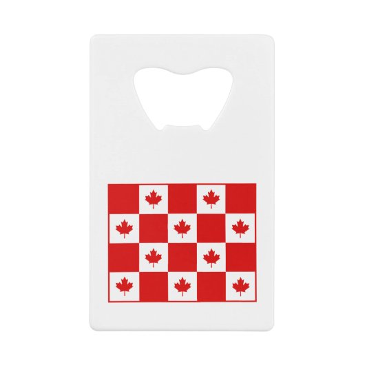 Canada Red Maple Leaf Checkerboard Color Creditkaart Flessenopener (Voorkant)