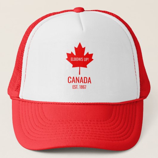 Canada Red Maple Leaf Elbows Up Trucker Pet (Voorkant)