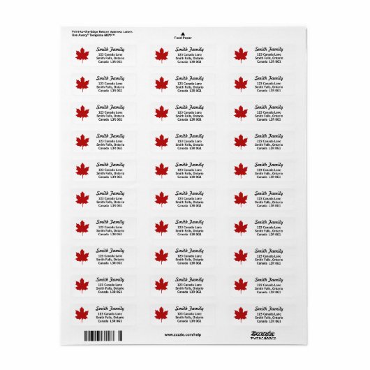 Canada Red Natural Maple Leaf Etiket (Full Sheet)