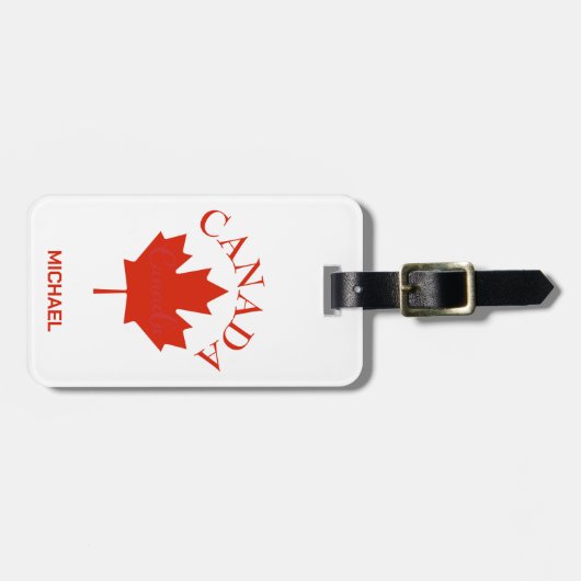 Canada Red & White Canadian Flag Maple Leaf Bagagelabel (Voorkant horizontaal)