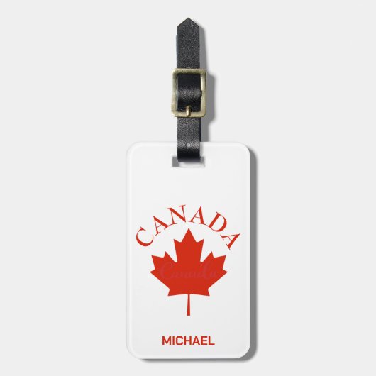 Canada Red & White Canadian Flag Maple Leaf Bagagelabel (Voorkant verticaal)