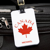 Canada Red & White Canadian Flag Maple Leaf Bagagelabel
