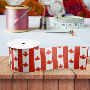 Canada Red White Canadian Flag Maple Leaf Pattern Satijnen Lint