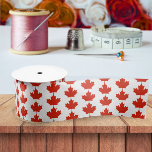 Canada Red White Canadian Flag Maple Leaf Pattern Satijnen Lint