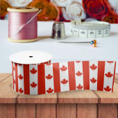 Canada Red White Canadian Flag Maple Leaf Pattern Satijnen Lint