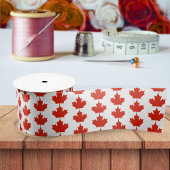 Canada Red White Canadian Flag Maple Leaf Pattern Satijnen Lint