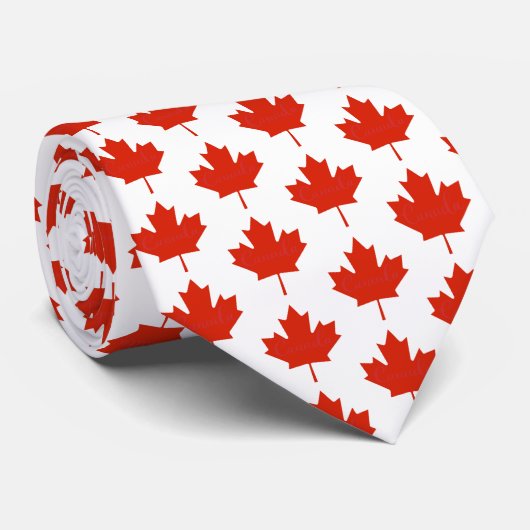 Canada Red White Canadian Flag Maple Leaf Pattern Stropdas (Opgerold)