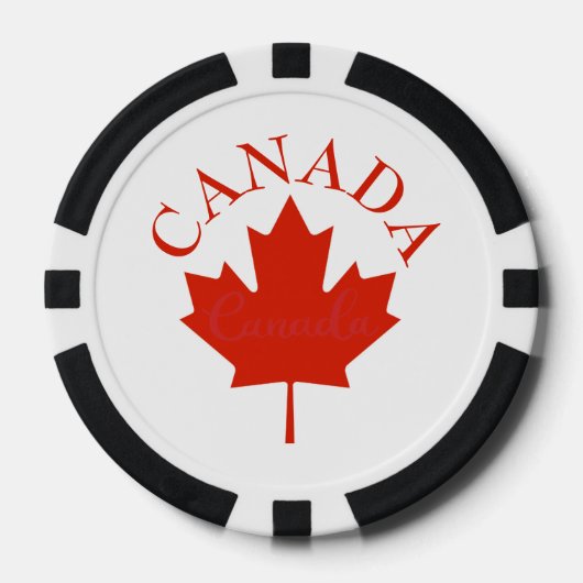 Canada Red & White Canadian Flag Maple Leaf Poker Chips (Voorkant)