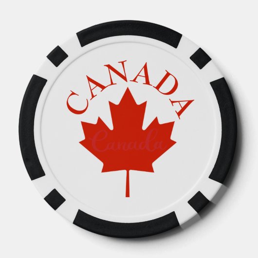 Canada Red & White Canadian Flag Maple Leaf Poker Chips (Achterkant)