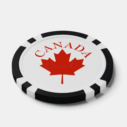 Canada Red & White Canadian Flag Maple Leaf Poker Chips (Enkel)