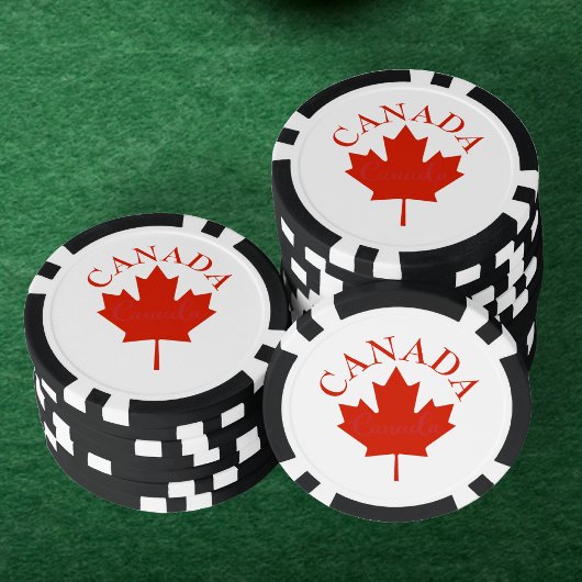 Canada Red & White Canadian Flag Maple Leaf Poker Chips
