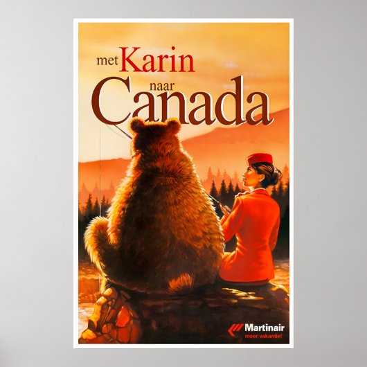 Canada Reisposter Martinair Kunst Stewardess Poster (Voorkant)