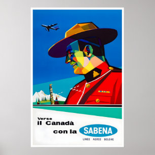 Canada Reisposter Sabena Airlines Kunst Mountie Poster
