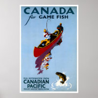 Canada Reisposter Visserij Kunst Retro Prin