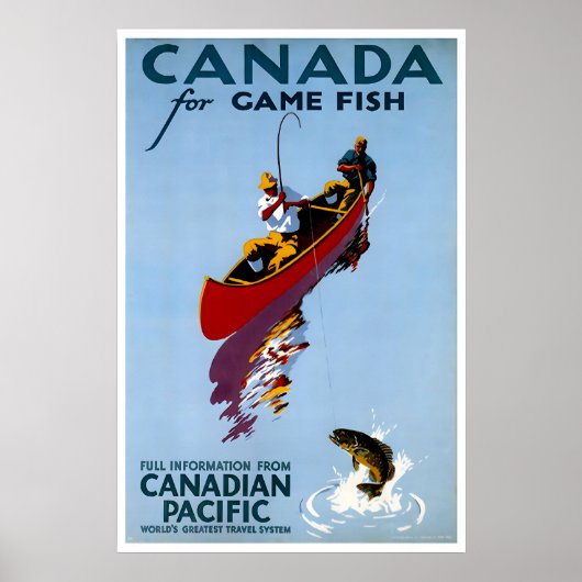Canada Reisposter Visserij Kunst Retro Print (Voorkant)