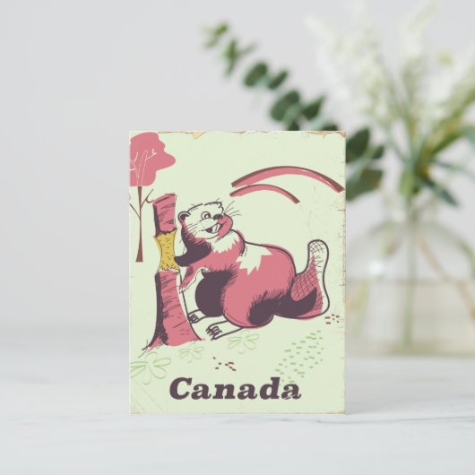 Canada  reisposter voor bevers briefkaart (Staand voorkant)