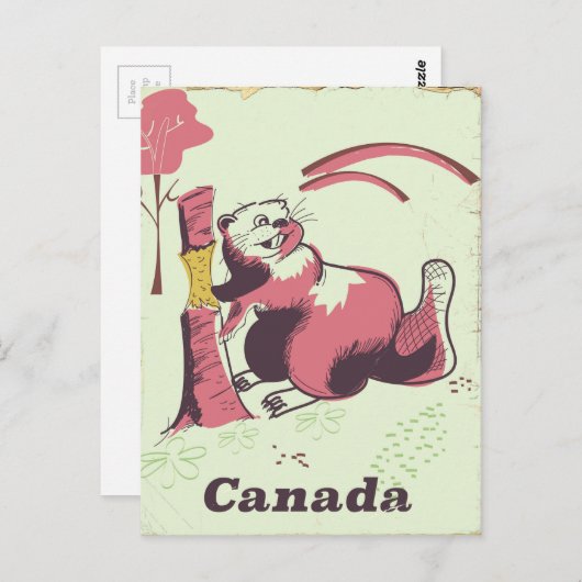 Canada  reisposter voor bevers briefkaart (Voorkant / Achterkant)