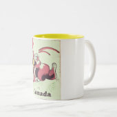 Canada  reisposter voor bevers tweekleurige koffiemok (Voorkant rechts)