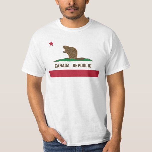 Canada Republiek California Flag Beaver T-shirt (Voorkant)