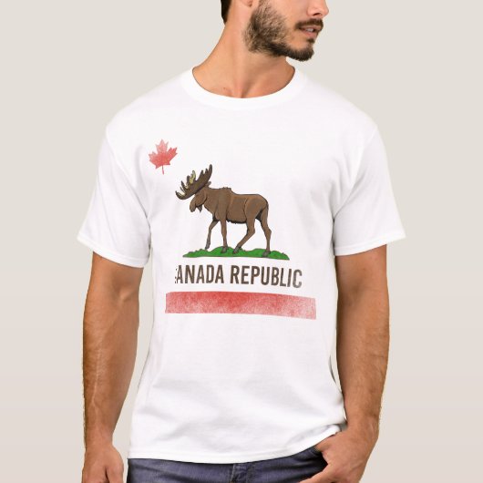 Canada Republiek - Canada Moose en California Flag T-shirt (Voorkant)