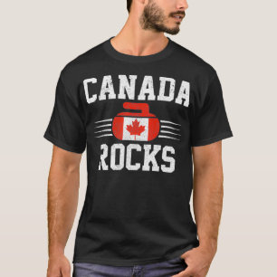 Canada Rocks Canadese vlag Grappige Curling Fan T-shirt