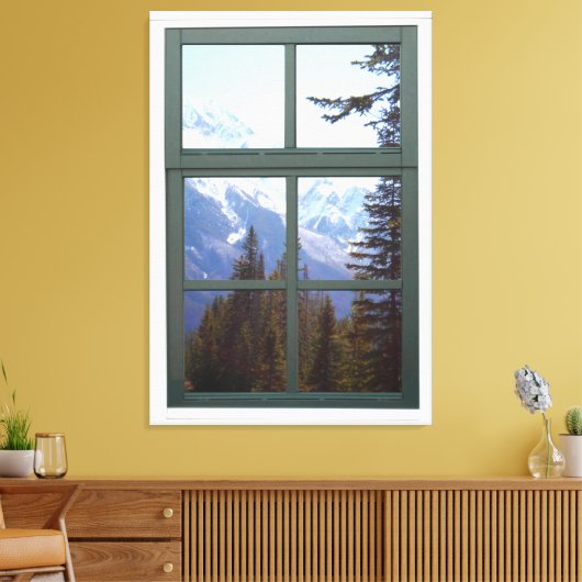 Canada Rocky Mountains Natuur Faux Window Uitzicht Canvas Afdruk (Insitu (Woonkamer))