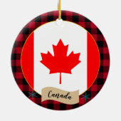 Canada, Rode buffalo-pleister en Canadese vlag Keramisch Ornament (Achterkant)