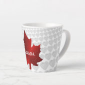 CANADA Rode esdoorn blad witte harten Latte Mok (Rechterhoek)