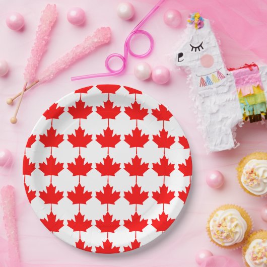 Canada Rode Esdoornblad Patroon Papieren Bordje (Feest)