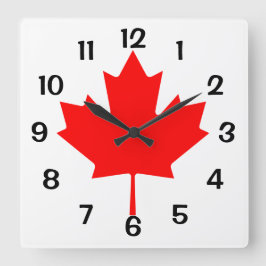 Canada Rode Esdoornblad Vierkante Klok