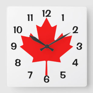Canada Rode Esdoornblad Vierkante Klok