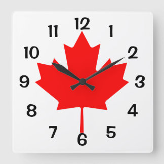 Canada Rode Esdoornblad Vierkante Klok