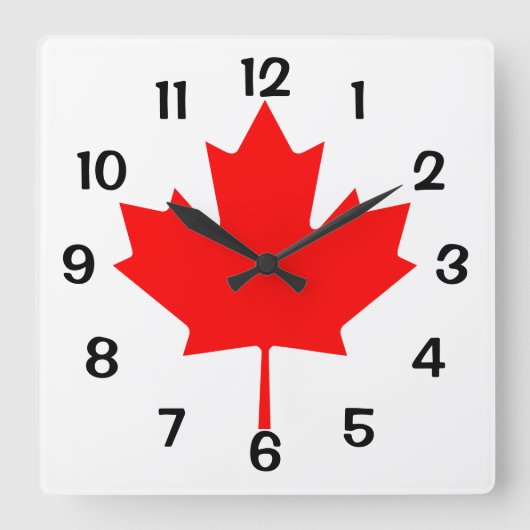 Canada Rode Esdoornblad Vierkante Klok (Voorkant)
