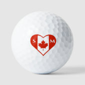 Canada Rode & Witte Hart Initialen Canadese Vlag Golfballen (Voorkant)