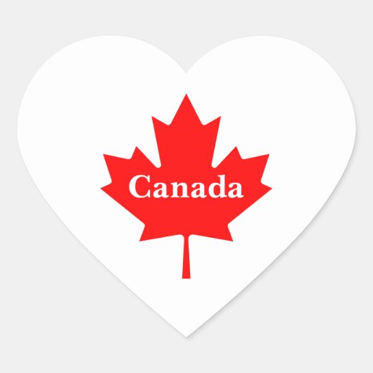 Canada rood esdoornblad met aanpasbare tekst hart sticker (Voorkant)