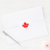 Canada rood esdoornblad met aanpasbare tekst hart sticker (Envelop)