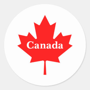 Canada rood esdoornblad met aanpasbare tekst ronde sticker