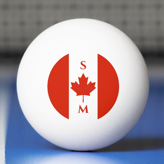 Canada Rood & Wit Canadese Initialen Pingpongbal