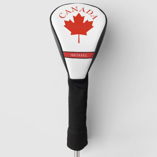 Canada Rood & Wit Canadese Vlag Naam Golfheadcover (Voorkant)