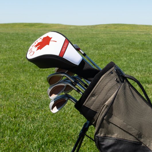 Canada Rood & Wit Canadese Vlag Naam Golfheadcover (Insitu)