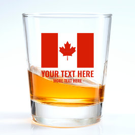 Canada Rood & Wit Ronde Canadese Vlag Shot Glas