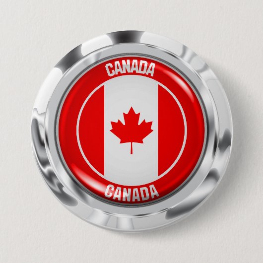 Canada Round Emblem Ronde Button 7,6 Cm (Voorkant)