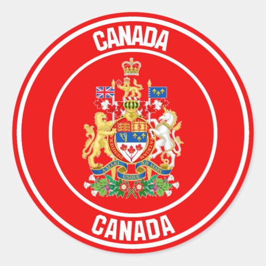 Canada Round Emblem Ronde Sticker (Voorkant)